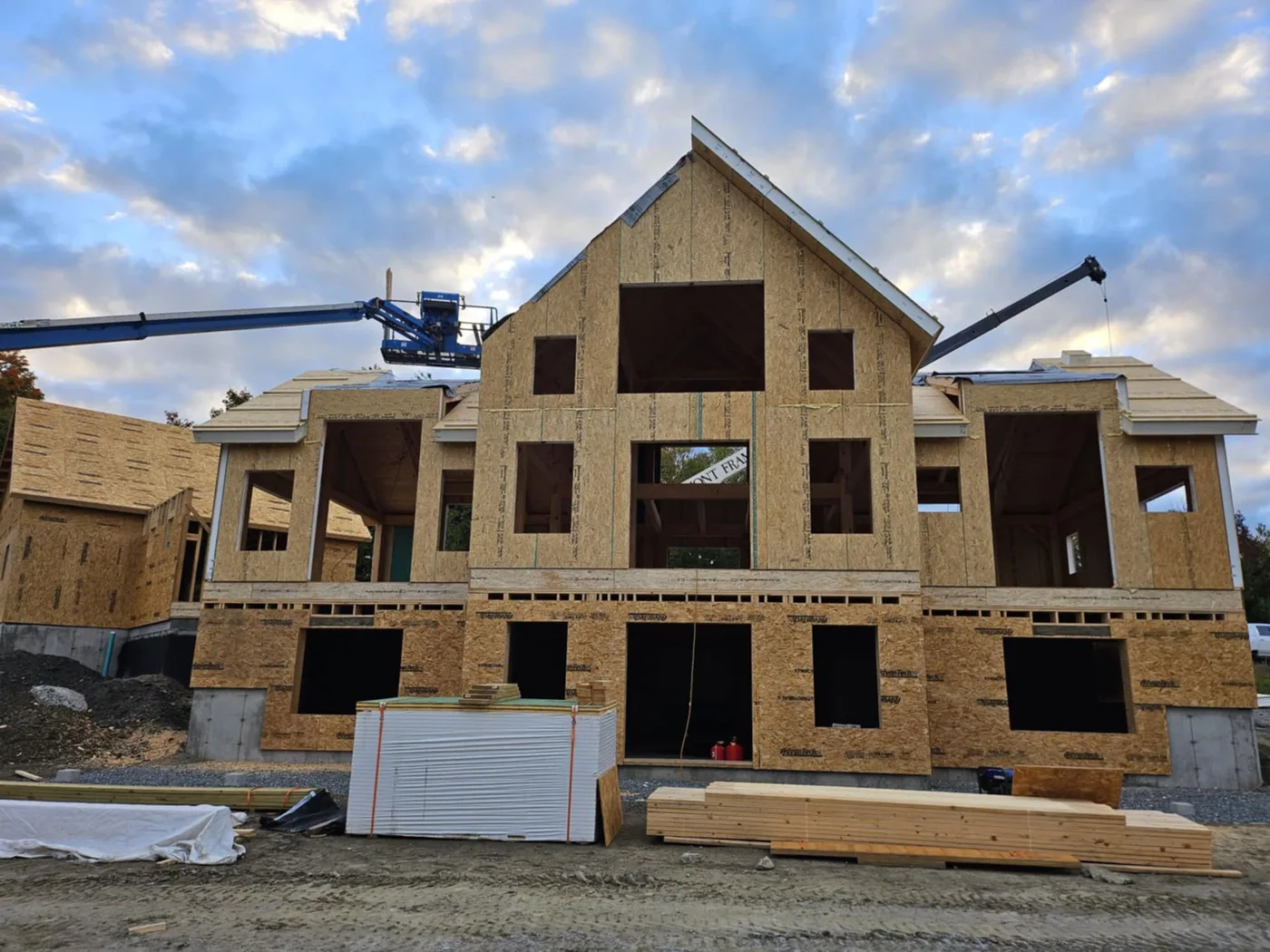 Custom timber-frame home under construction in the Upper Valley